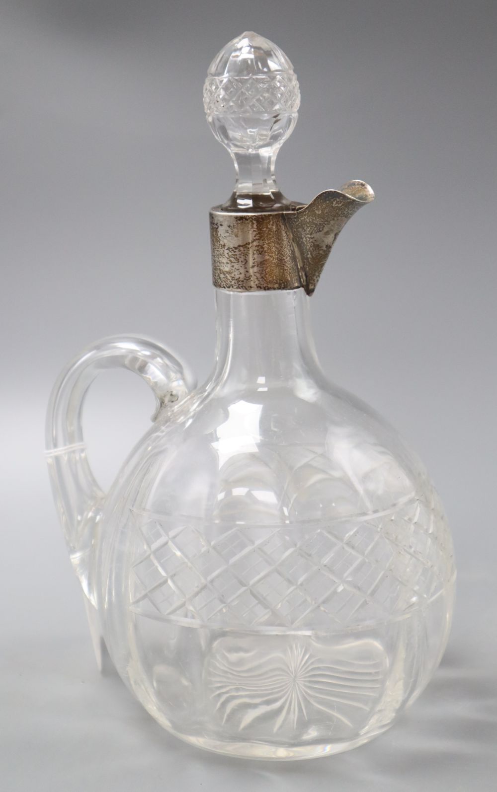A late Victorian silver mounted glass claret jug, Birmingham 1901, 24cm